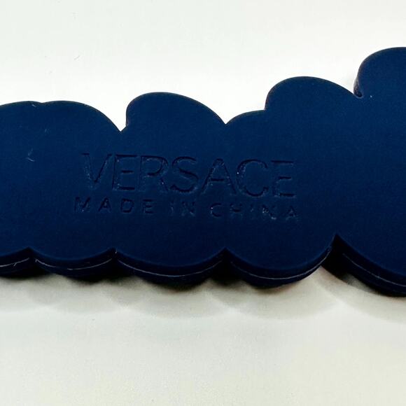 Versace Unisex Key Ring Gold Round Blue Silicone Charm Logo Key Chain NWT $225 - Picture 10 of 10